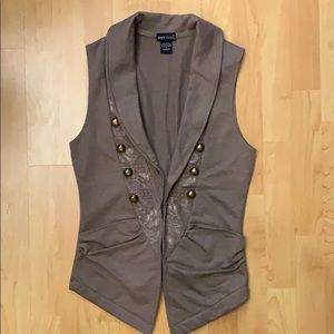 Steampunk Heather Brown Vest w/lace embellishments